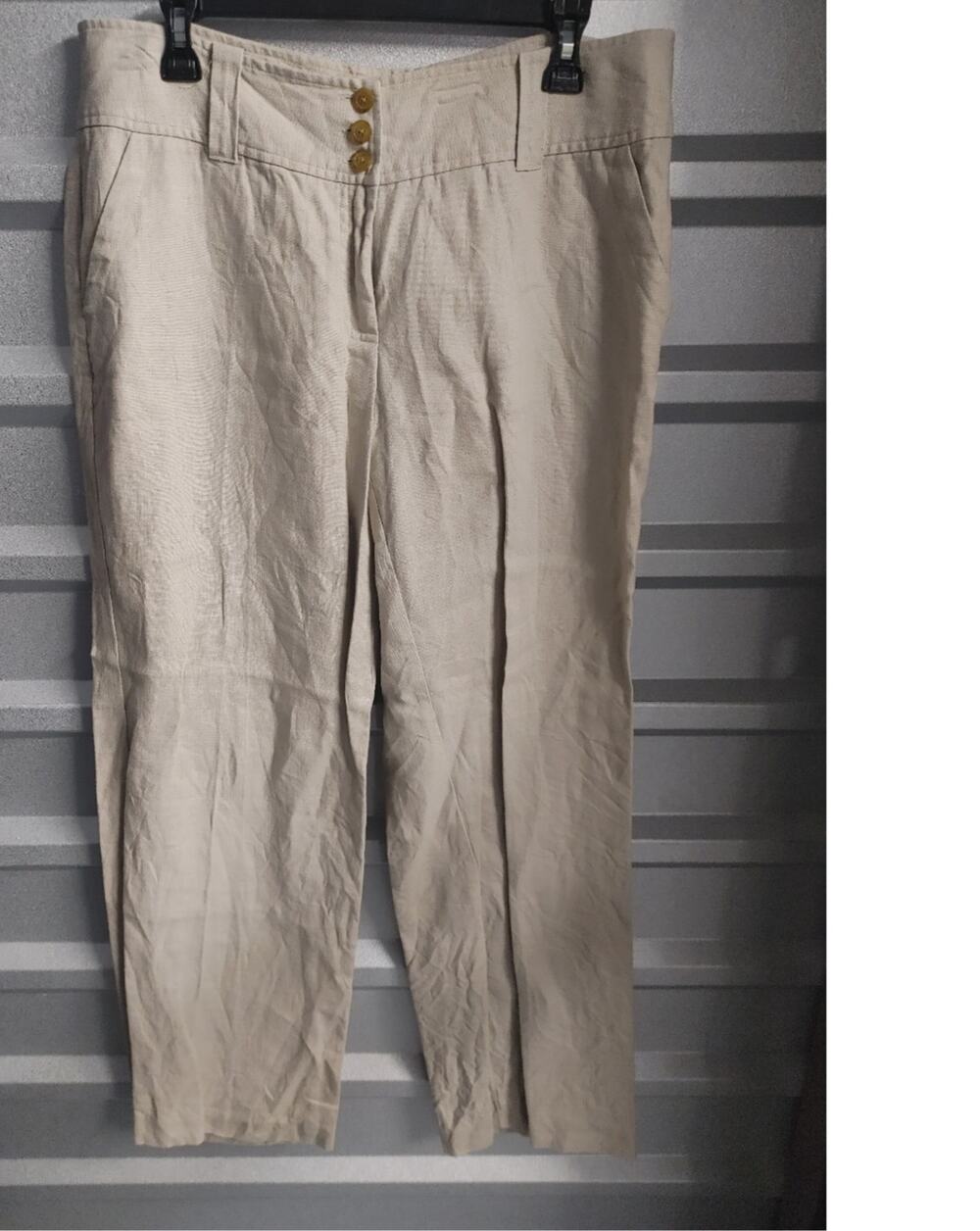 Michael Kors Womens Linen Pants Sz 12 Khaki Tan